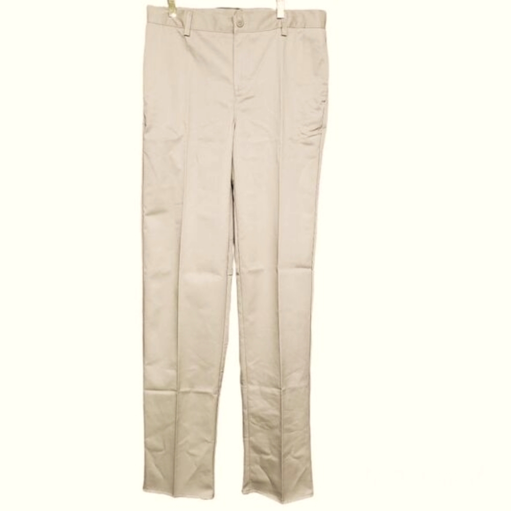 Lands End Khaki Wrinkle Resistant Chino Pants Adjustable Raw Hem Boy Size 20 NEW